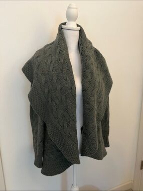 Rugby Ralph Lauren Green Cable-Knit Open Front Cardigan